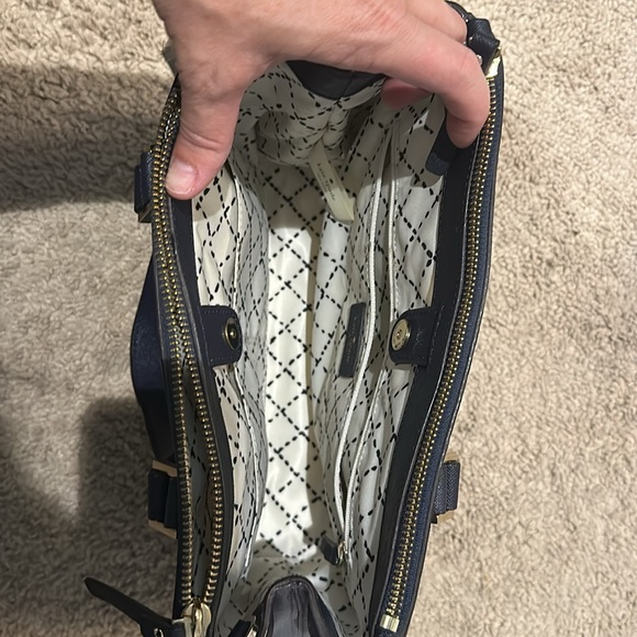 Excellent condition Kate Spade crossbody carryall navy blue purse or Tote - Picture 2 of 11